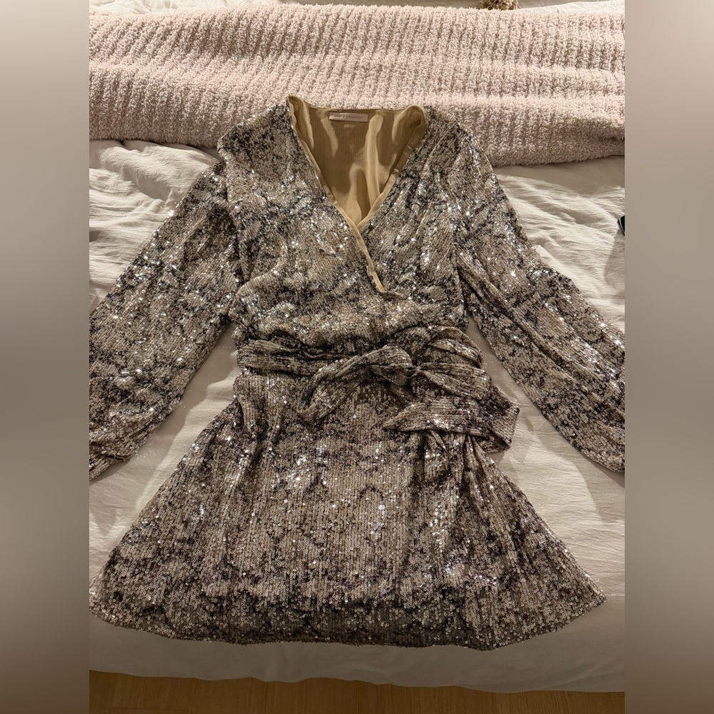 Elegant Sequin Wrap Dress